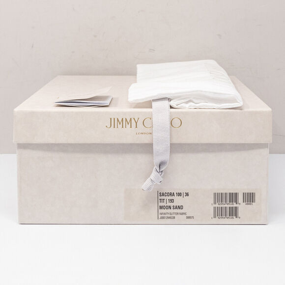 Jimmy Choo Sacora 100 Moon Sand Infinity Glitter Heels, Size 36 (6 US) - Picture 7 of 8